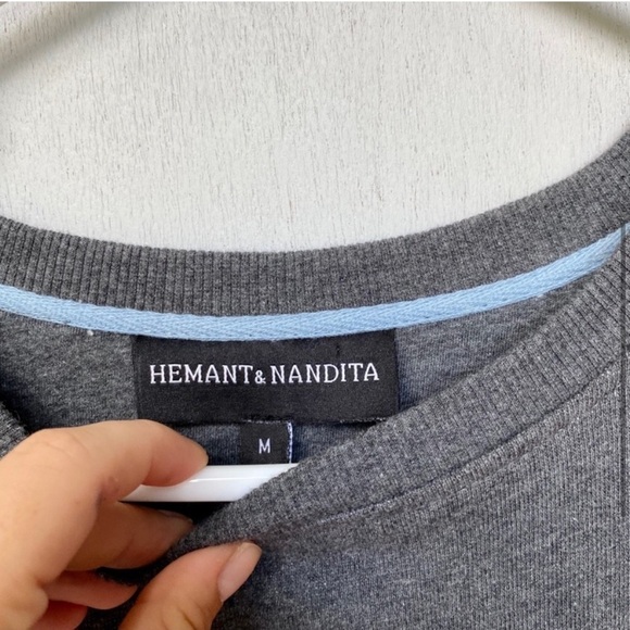Hemant & Nandita Anthropologie Gray Embellished Sweatshirt | Crystal-Embroidered - Picture 6 of 6